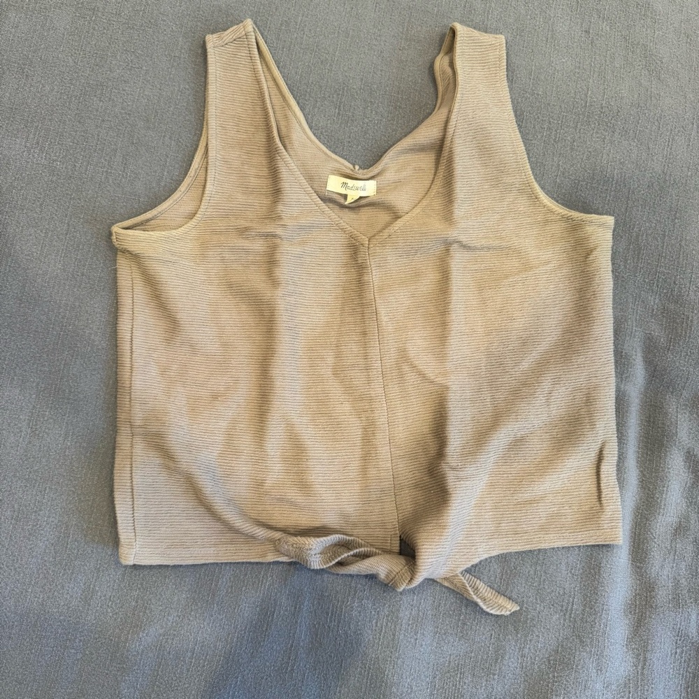 Madewell Beige Sleeveless Tie-Front Top